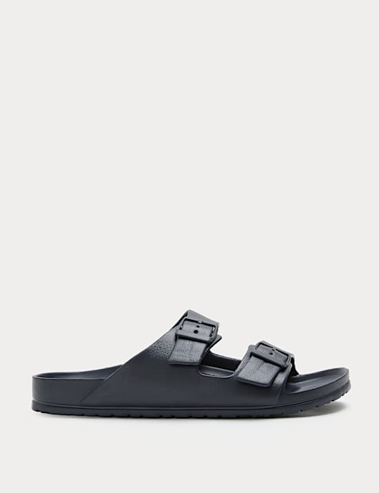 Moulded Footbed Two Strap Slider Sandals