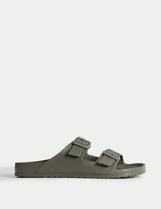 Moulded Footbed Two Strap Slider Sandals