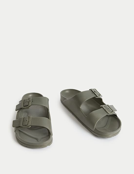 Moulded Footbed Two Strap Slider Sandals