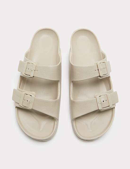 Moulded Footbed Two Strap Slider Sandals