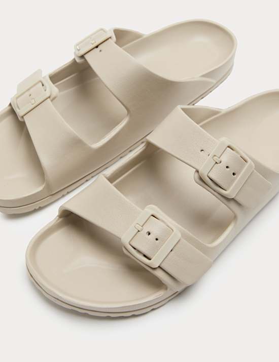 Moulded Footbed Two Strap Slider Sandals