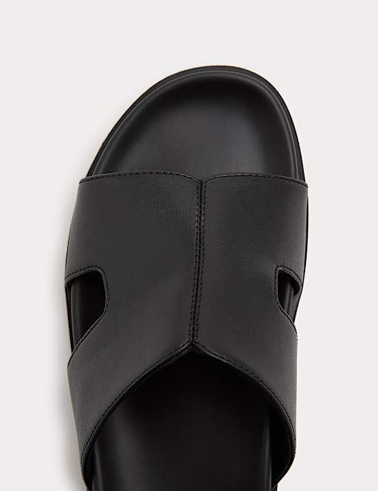 Faux Leather Slip On Sandals