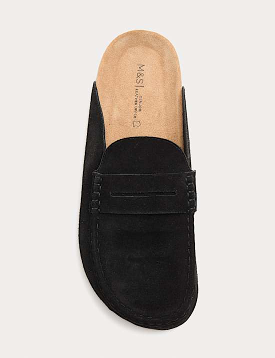 Suede Saddle Loafer Corkbed Mules