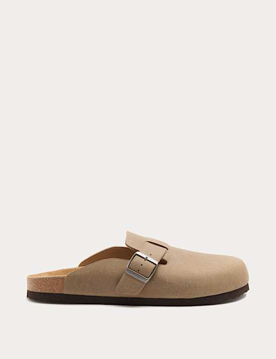 Sandales style mules en li&egrave;ge nubuck