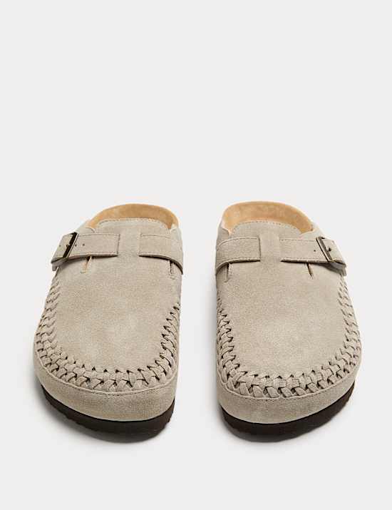 Sandalias tejidas de ante con suela de corcho