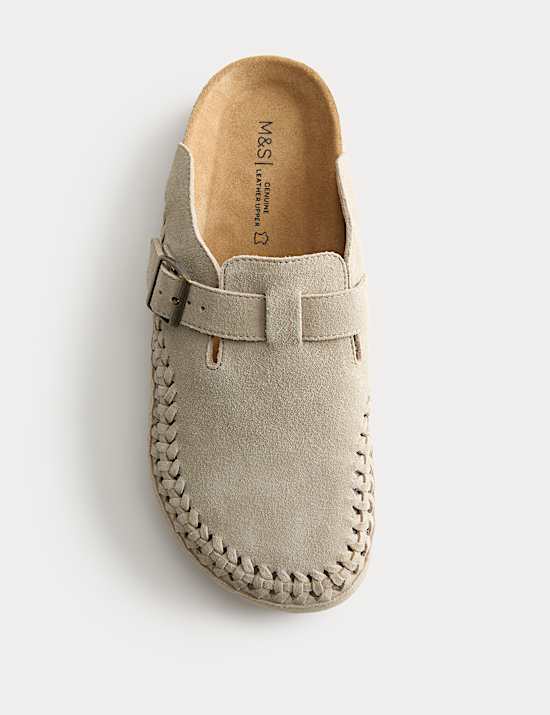 Sandalias tejidas de ante con suela de corcho