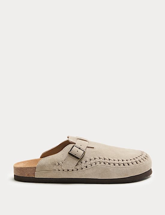 Sandalias tejidas de ante con suela de corcho