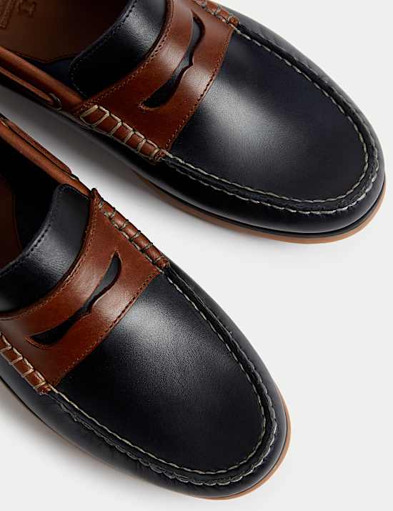 Slipper-Deckschuhe aus Leder