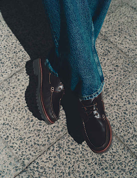 Chunky Sole Leather Deck Shoes