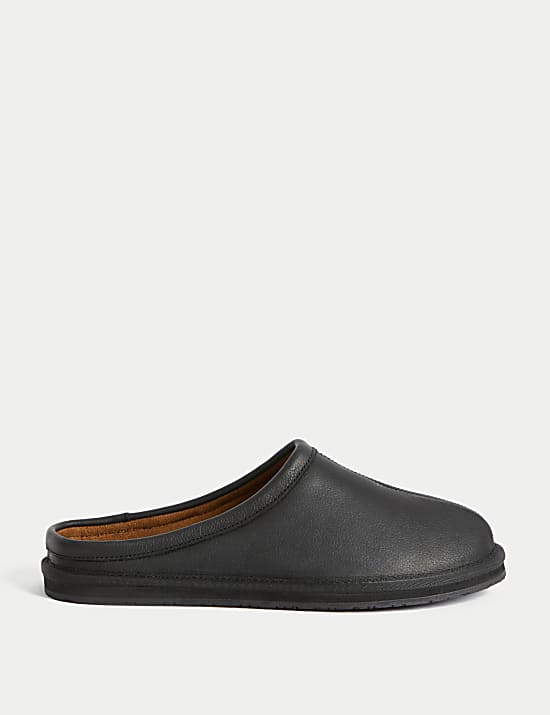 Zapatillas estilo chinela de piel