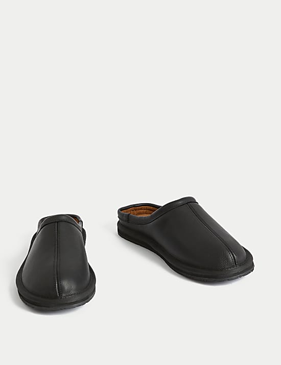 Zapatillas estilo chinela de piel