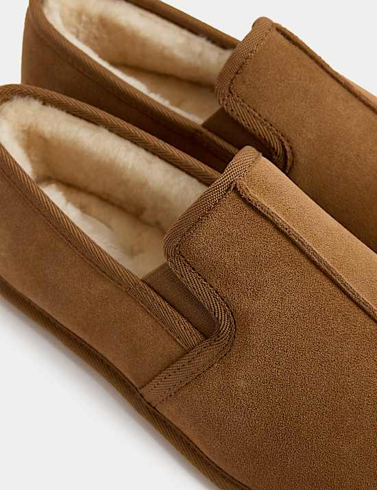 Mokassin-Slipper aus Wildleder mit Freshfeet™