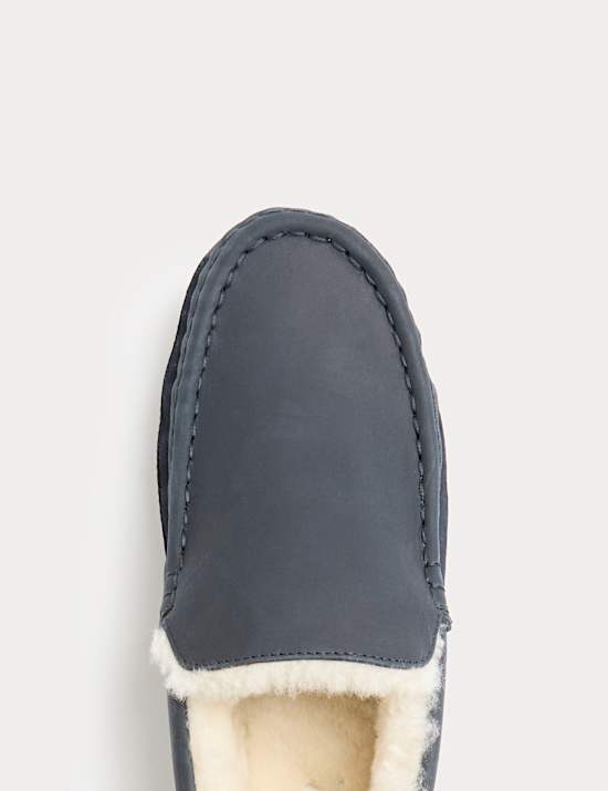 Leather Shearling Freshfeet™ Moccasin Slippers