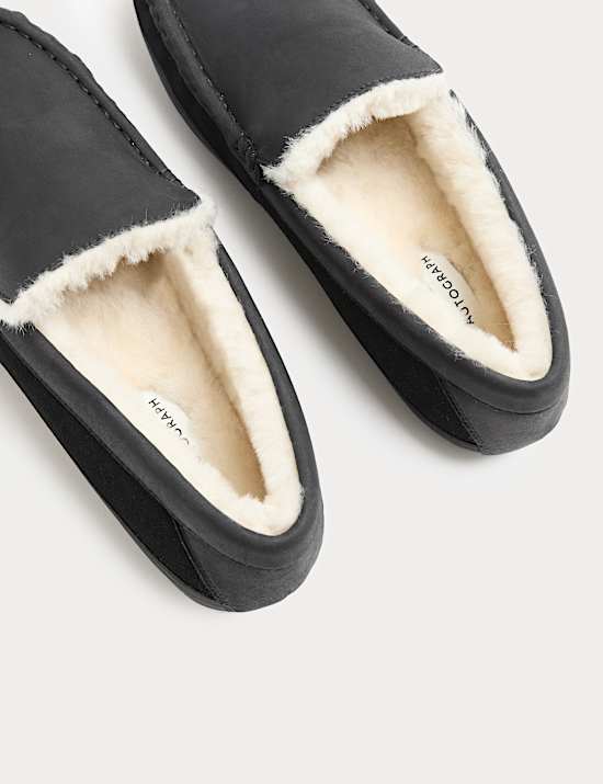 Leather Shearling Freshfeet™ Moccasin Slippers
