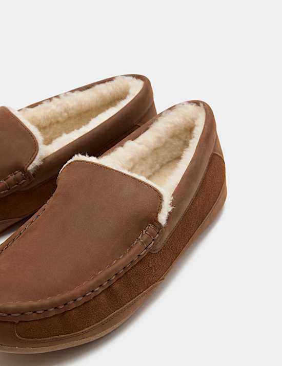 Leather Moccasin Slippers with Freshfeet&trade;