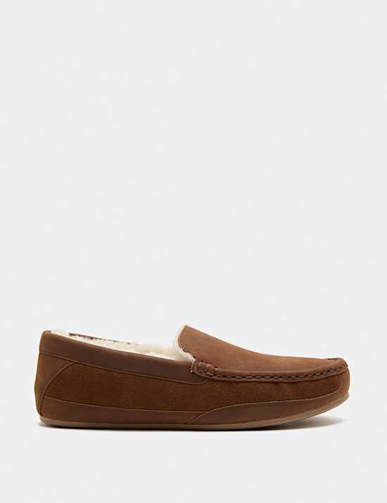 Leather Moccasin Slippers with Freshfeet&trade;