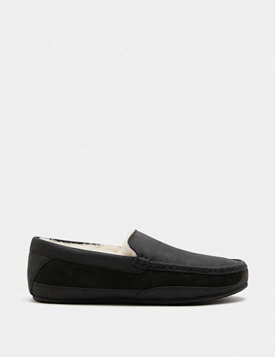 Leather Moccasin Slippers with Freshfeet&trade;