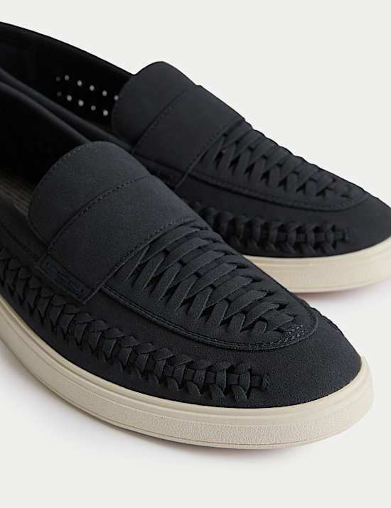 Mocasines en tejido de antelina sin cordones