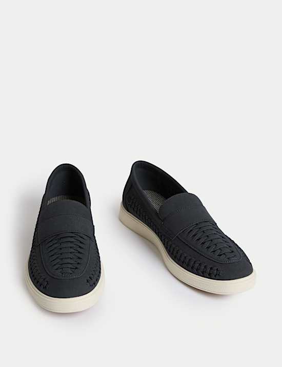 Mocasines en tejido de antelina sin cordones