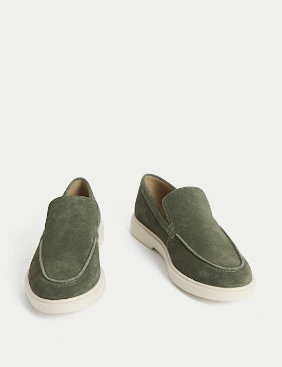 Suede White Sole Loafers