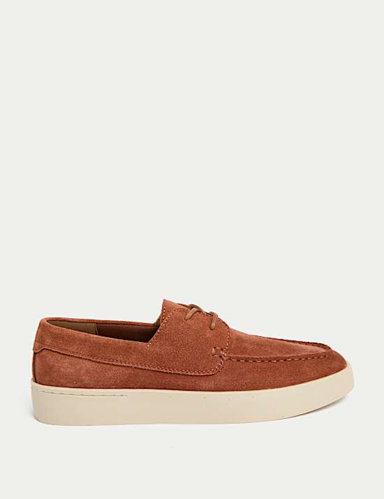Suede White Sole Lace Up Loafers