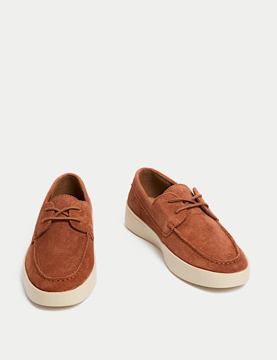 Suede White Sole Lace Up Loafers