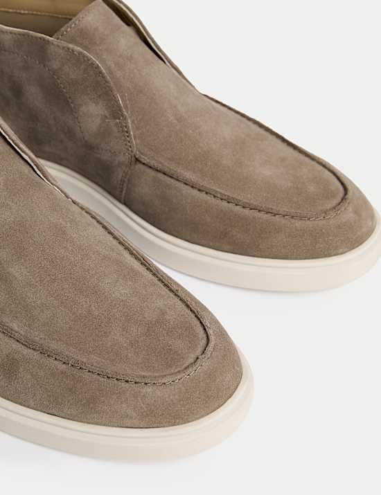 Suede White Sole Slip-On Loafer Boots