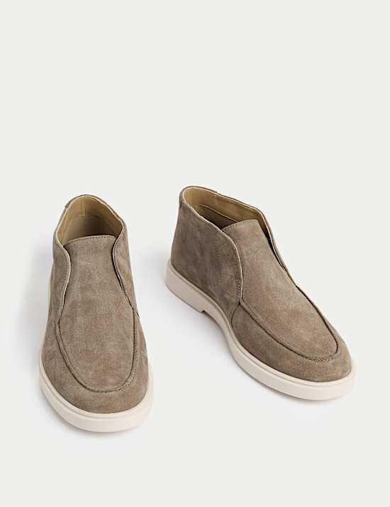Suede White Sole Slip-On Loafer Boots