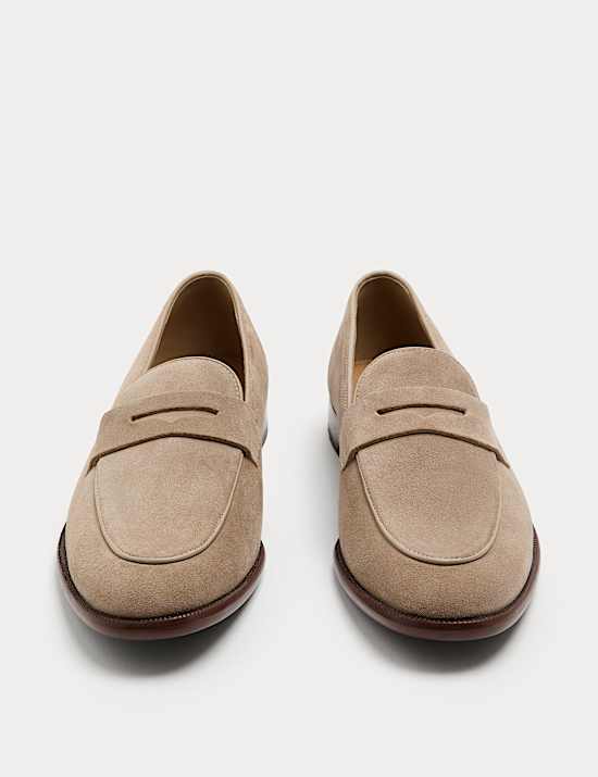 Mocassins en daim &agrave; point sellier