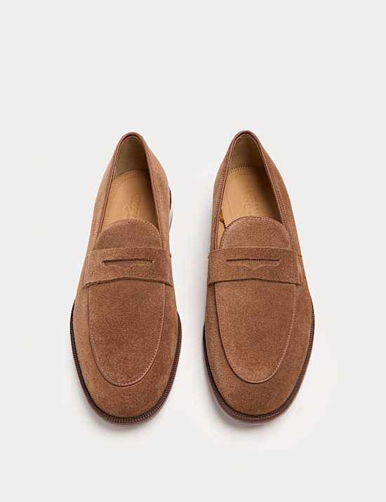 Mocassins en daim &agrave; point sellier