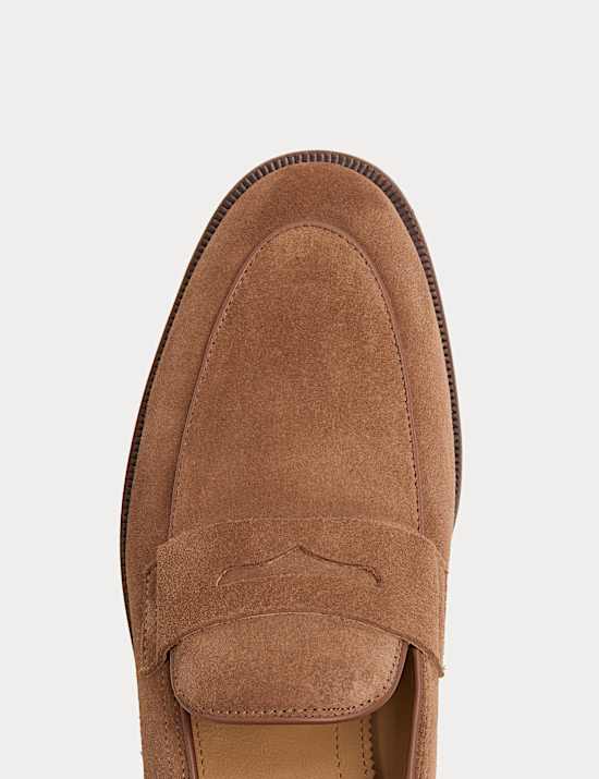 Mocassins en daim &agrave; point sellier