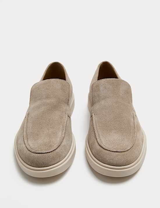 White Sole Suede Loafers