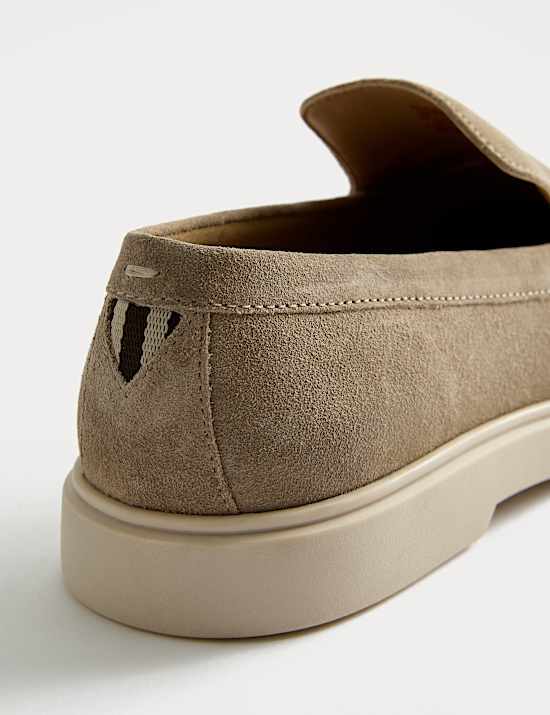 White Sole Suede Loafers