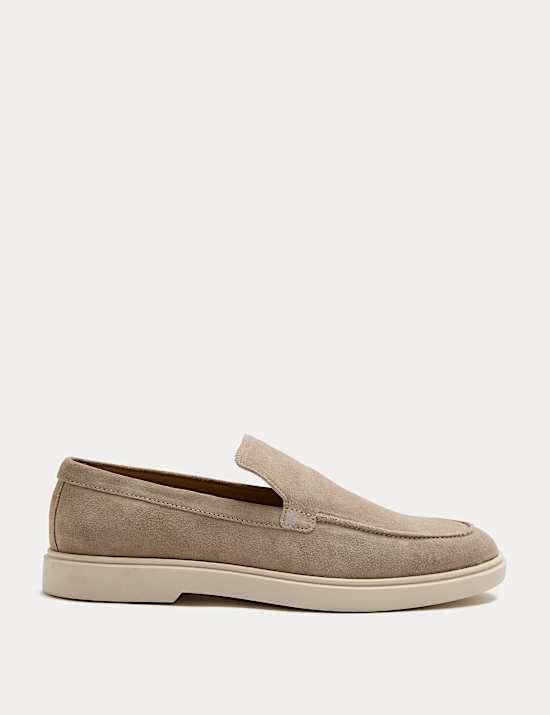 White Sole Suede Loafers