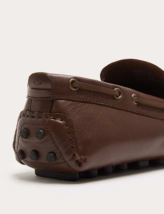 Leather Saddle Driving Loafers