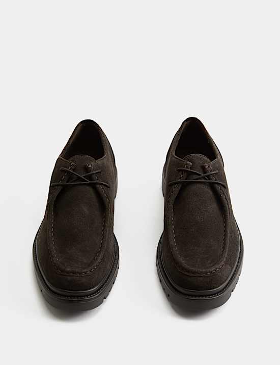 Suede Chunky Sole Apron Shoes