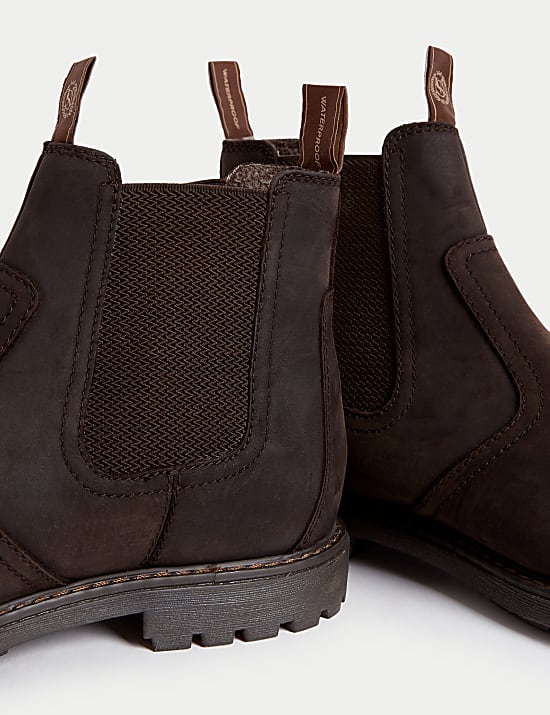 Kožené široké voděodolné kotníkové boty Chelsea