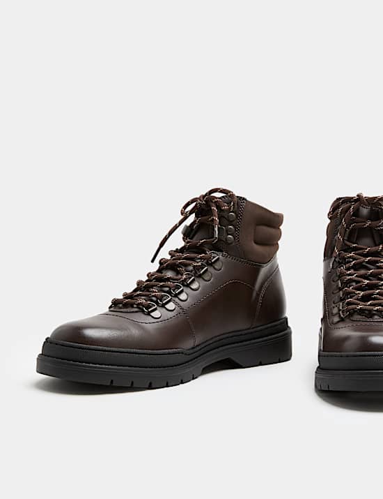 Faux Leather Lace Up Hiker Boots