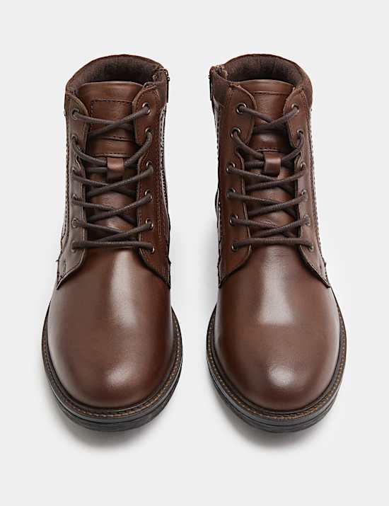 Leather Lace Up Shock Resistant Casual Boots