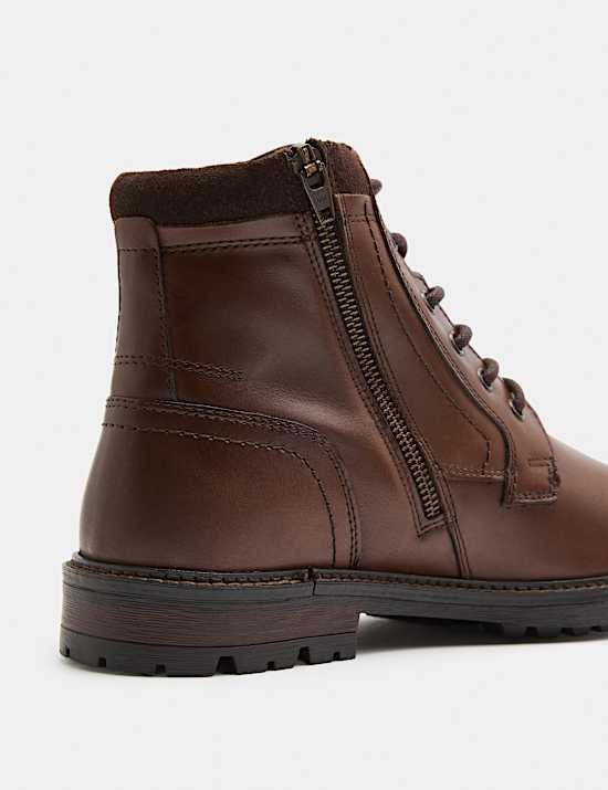 Leather Lace Up Shock Resistant Casual Boots