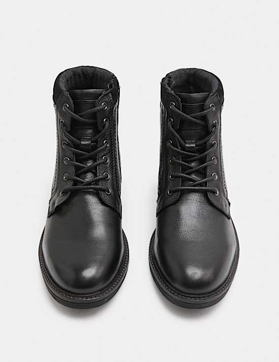 Leather Lace Up Shock Resistant Casual Boots