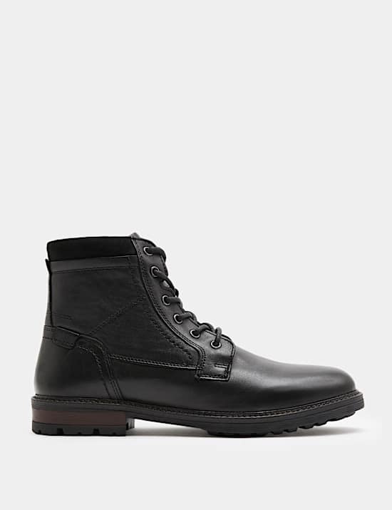 Leather Lace Up Shock Resistant Casual Boots