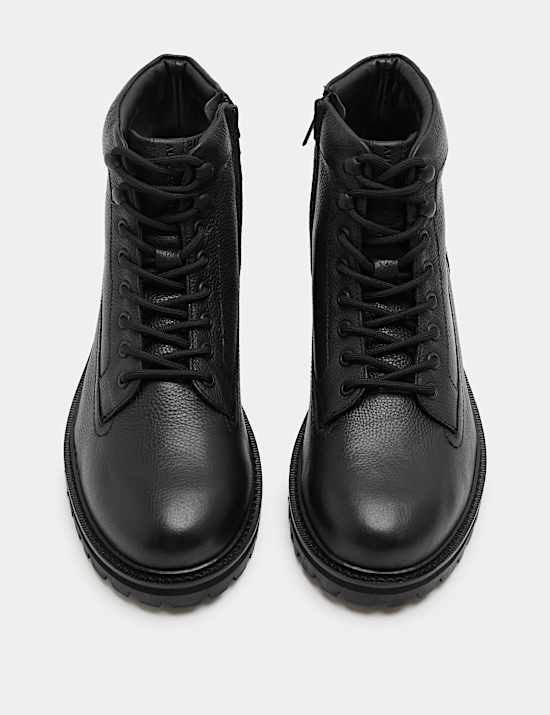 Leather Lace Up Casual Boots