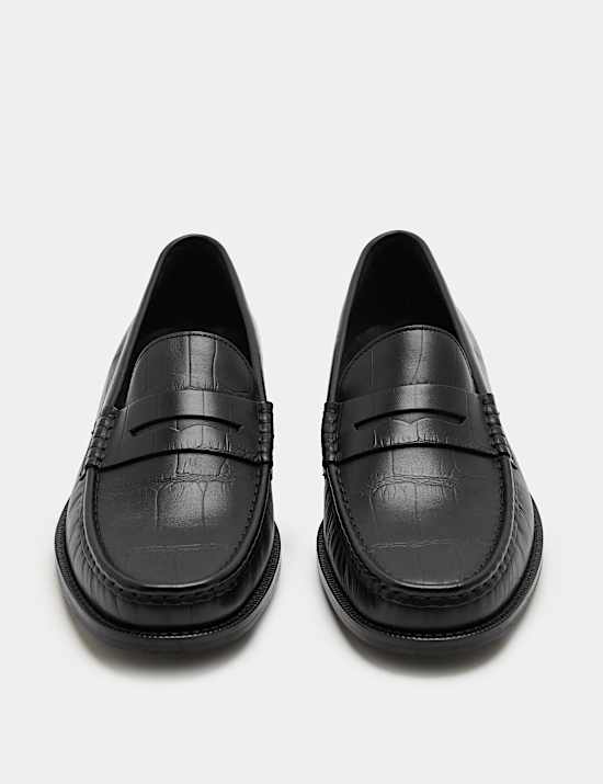 Embossed Leather Loafers