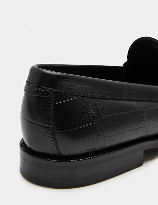 Embossed Leather Loafers