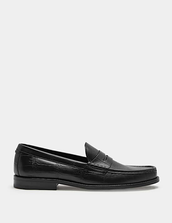 Embossed Leather Loafers