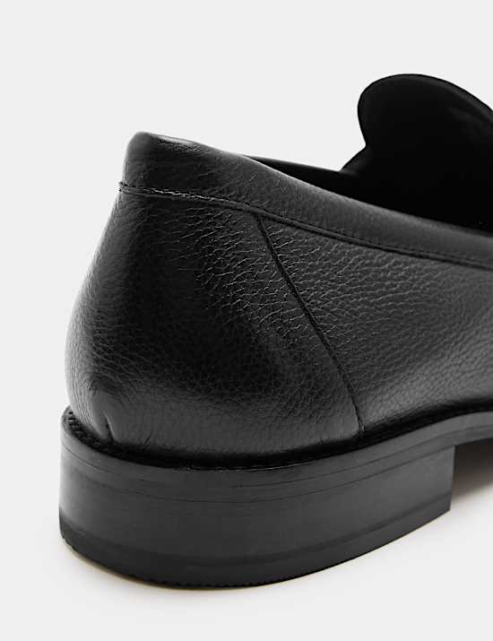 Leather Square Toe Slip On Loafers