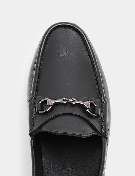 Leather Saddle Snaffle Slip On Loafers