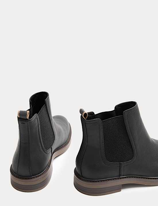 Faux Leather Pull-On Chelsea Boots