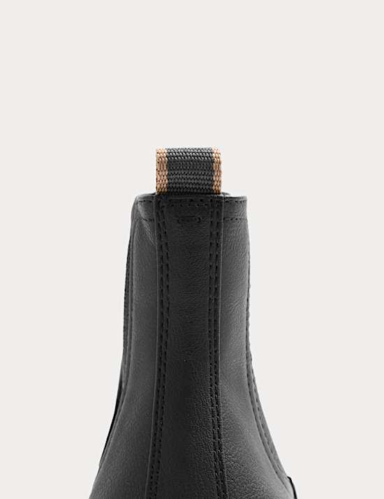Faux Leather Pull-On Chelsea Boots